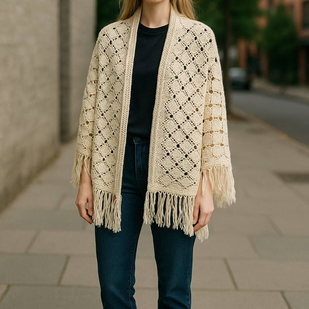 Cream Fringe handmade shall, she’ll design